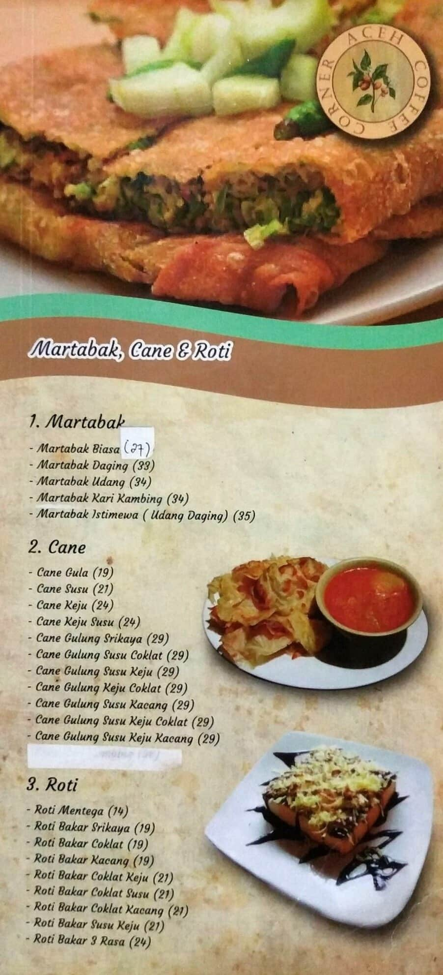 Aceh Coffee Corner Menu Menu Untuk Aceh Coffee Corner Gatot Subroto Jakarta