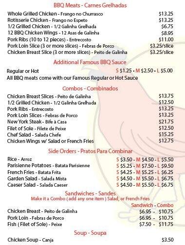 Red Rooster menu