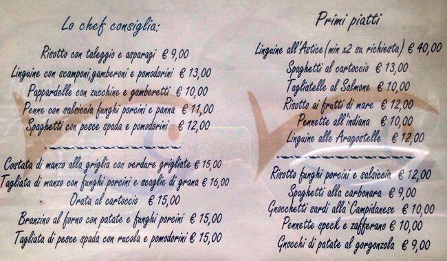 Menu di Le Varesine 