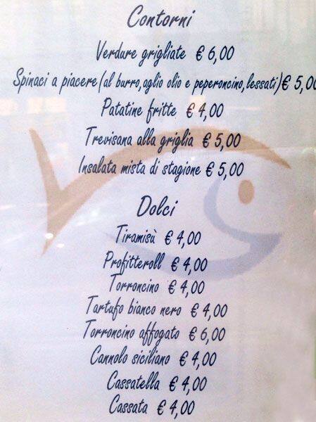 Menu di Le Varesine 