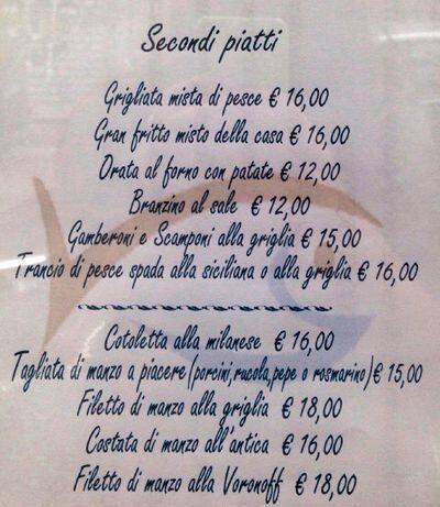 Menu di Le Varesine 