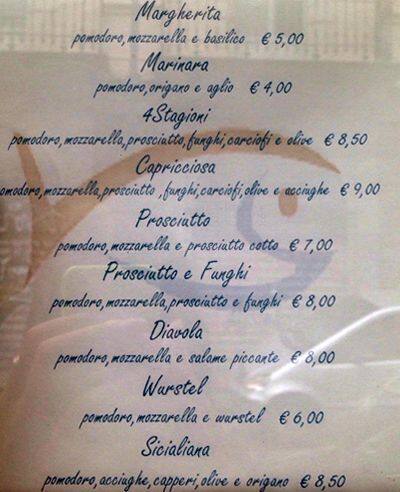 Menu di Le Varesine 