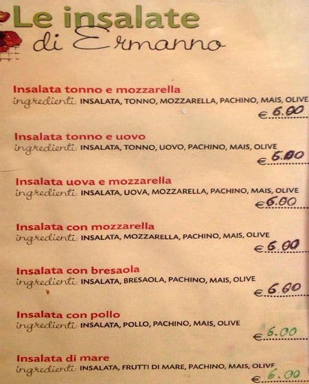 Menu di Iacorossi Bar S.N.C. Di Ermanno Iacorossi 