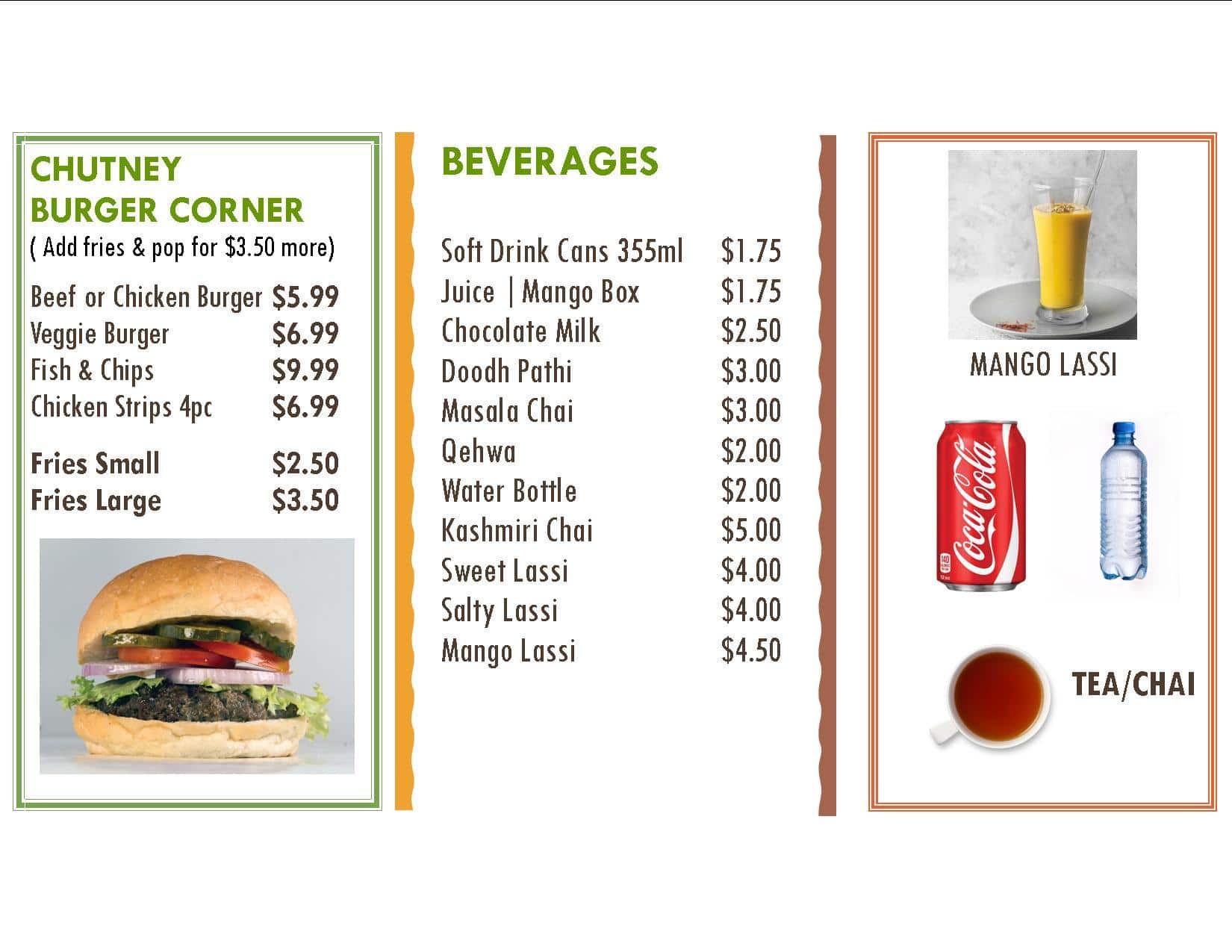 Menu at Chutney ( West ) Restaurant, Edmonton