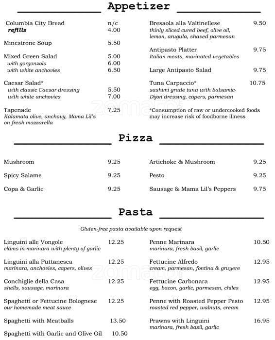 Ristorante Machiavelli Menu, Menu for Ristorante Machiavelli, Capitol ...