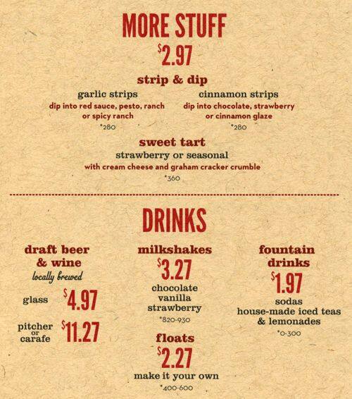 MOD Pizza menu