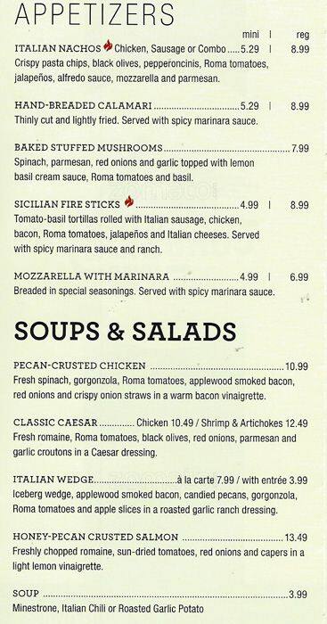 Johnny Carino's Menu, Menu for Johnny Carino's, Waxahachie, Waxahachie ...