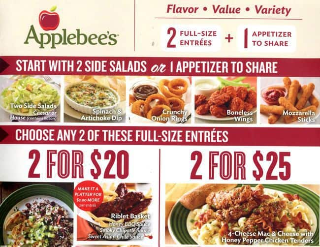 Menu at Applebee's pub & bar, Beaverton