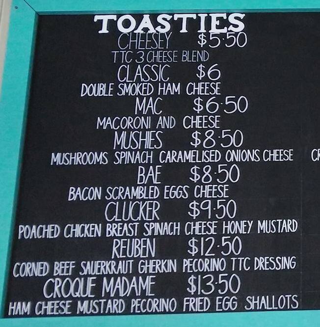 Toastie Toast Co. Menu, Menu for Toastie Toast Co., Darlinghurst, Sydney Urbanspoon/Zomato