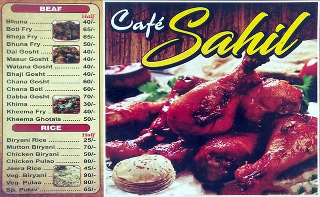 Menu at Cafe Sahil, Mumbai, 89