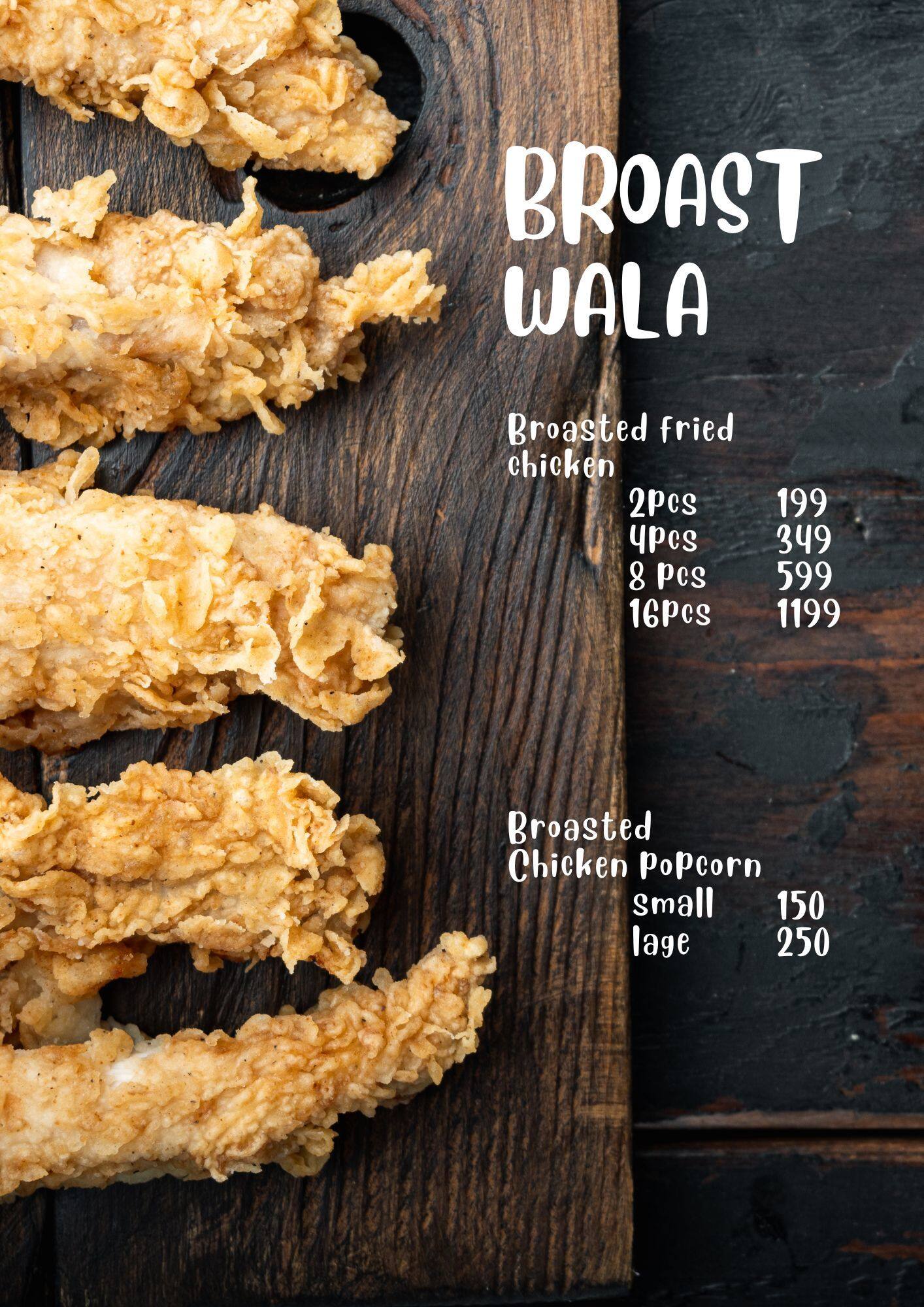 Menu of Broast Wala, Charminar, Hyderabad