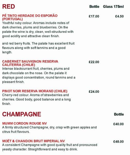 Menu at Fifty Five Bar, London, 31 Jamestown Rd