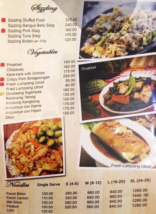 Three Sisters Menu, Menu for Three Sisters, Kapitolyo, Pasig City ...