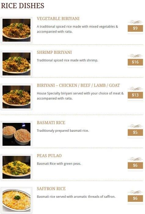 Menu de Indian Cuisine By The Lake