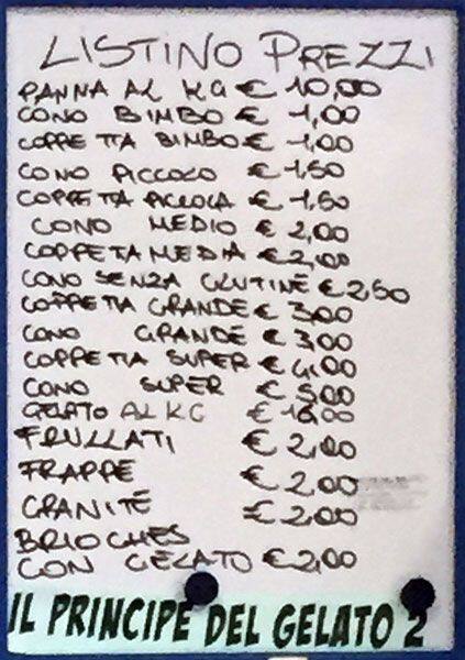Menu di Il Principe Del Gelato 2 
