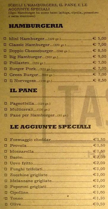 Menu di Taste good 