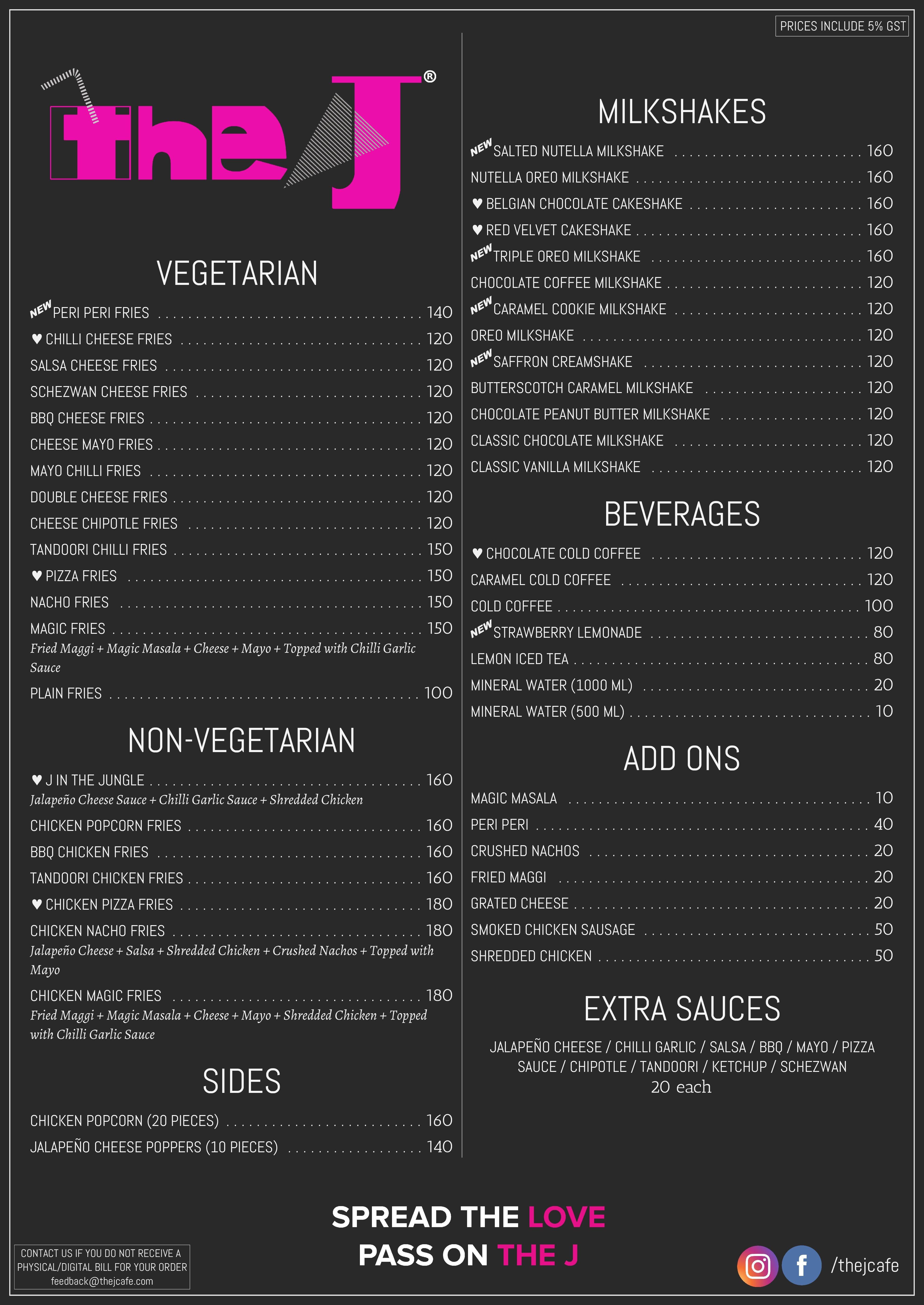 The J Menu Menu For The J Virar Mumbai