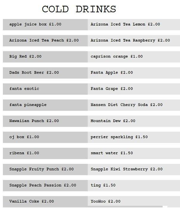 Menu at Cereal Killer Cafe, London, 192a Brick Ln