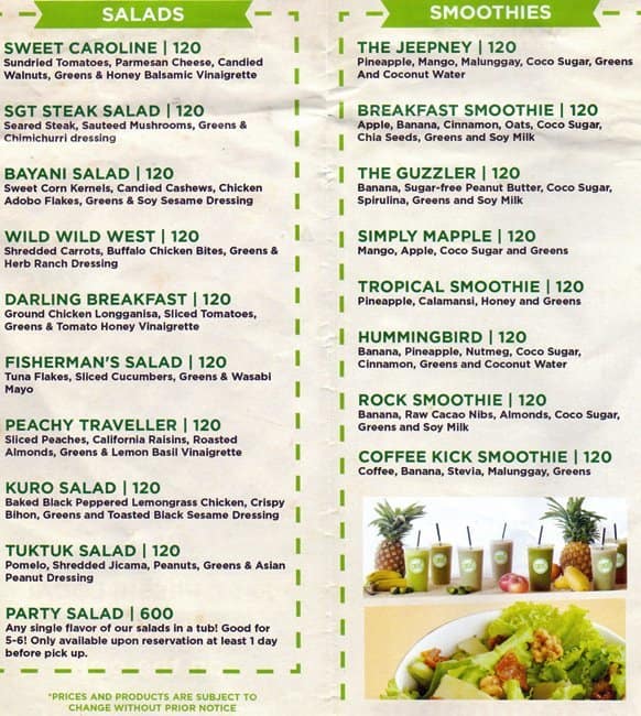 Go! Salads Menu, Menu for Go! Salads, Loyola Heights, Quezon City