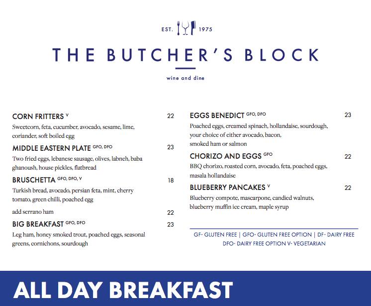 Menu at The Butcher's Block restaurant, Wahroonga, 15 Redleaf Ave
