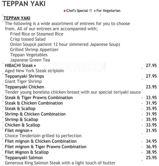 Menu at Katana restaurant, Langley Township