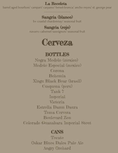 LEÑA menu