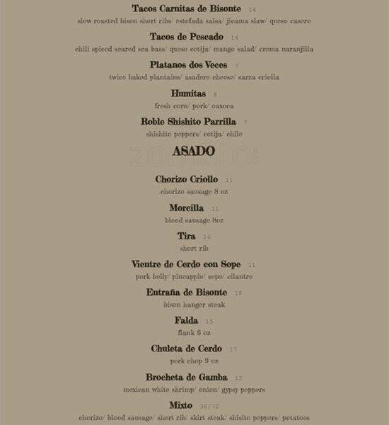 LEÑA menu