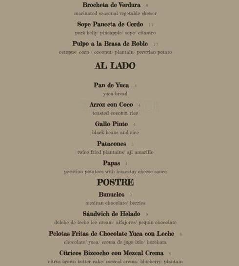 LEÑA menu