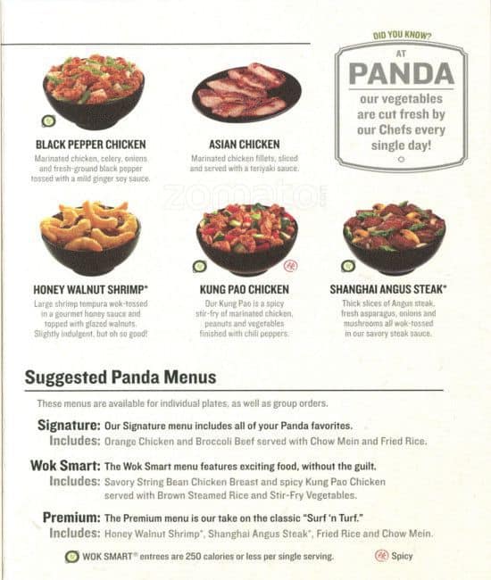 panda express menu near me