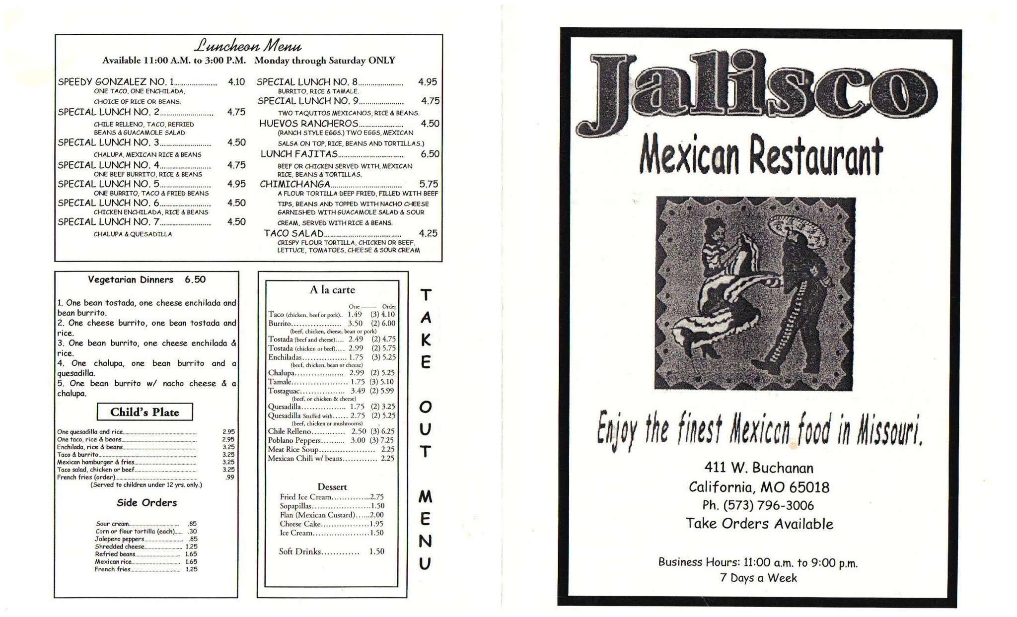 Jalisco Mexican Restaurant menu Urbanspoon/Zomato