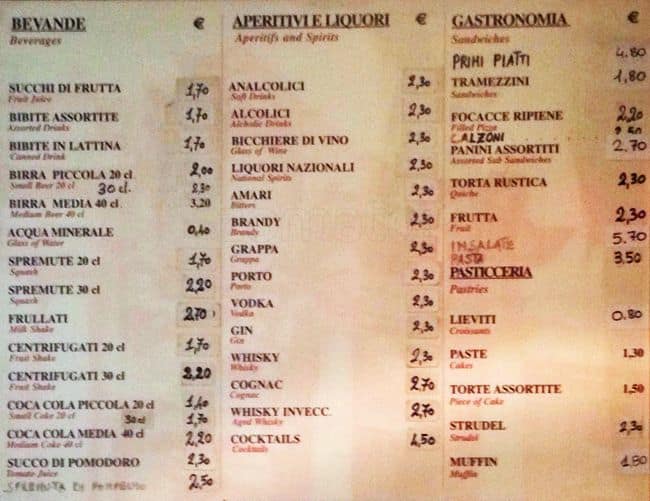 Menu de San Carlino Bar Ristorante