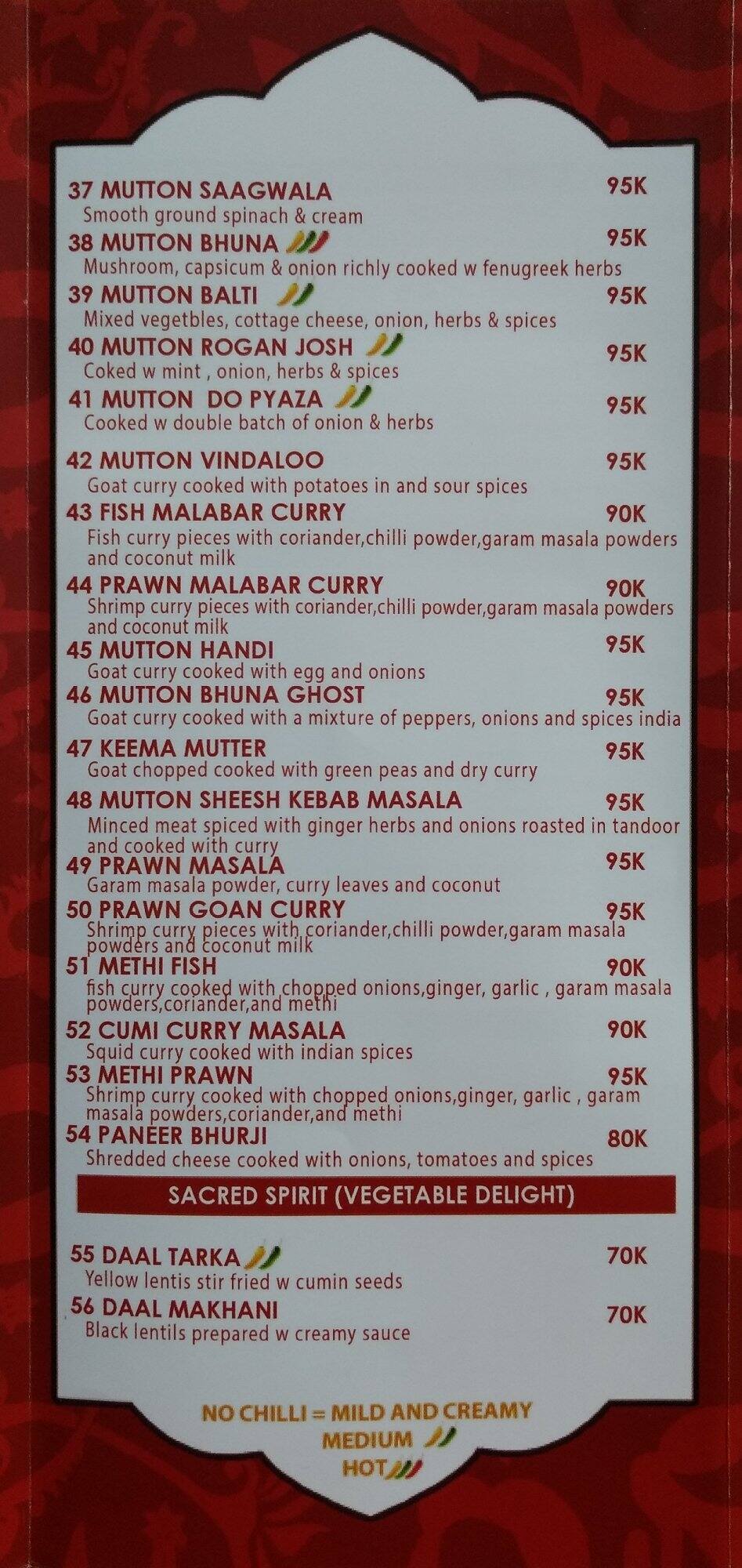 Little India Restaurant, Tanah Abang Menu