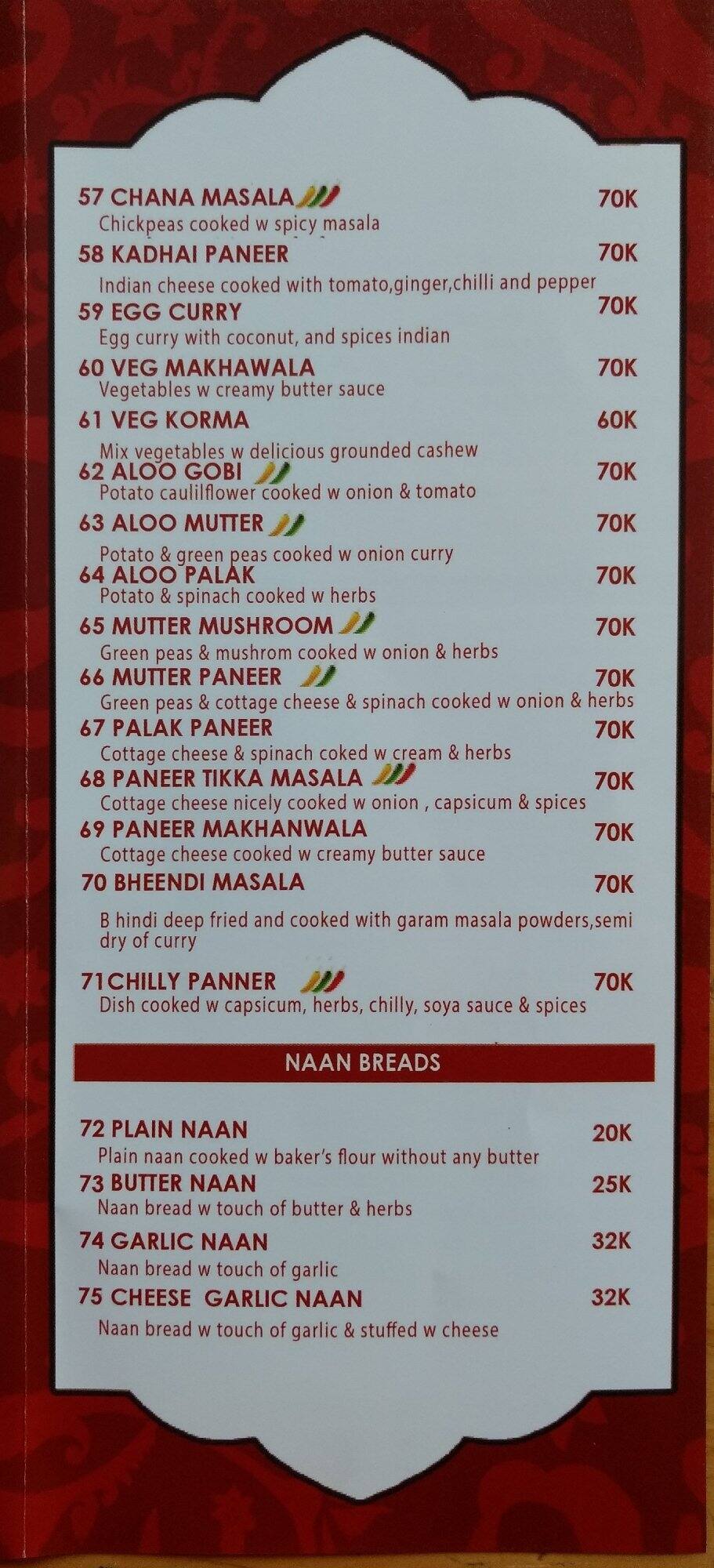 Little India Restaurant, Tanah Abang Menu