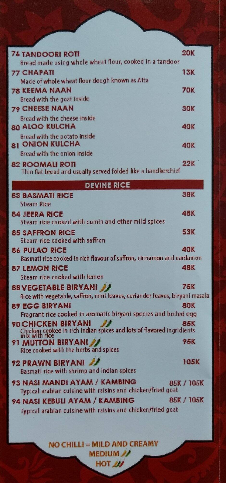 Little India Restaurant, Tanah Abang Menu