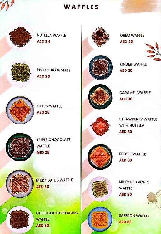 Menu of Chocowa, Motor City, Dubai