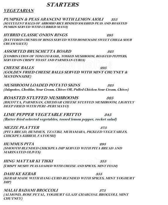 Hybrid Menu, Menu for Hybrid, Janpath, New Delhi Zomato