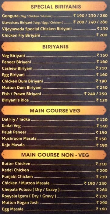 Vijayawada Style menu