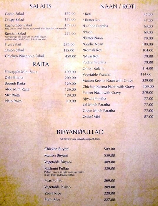 Sip 'n' Dine menu