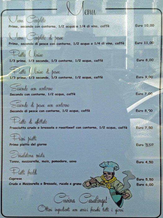 Menu di Bar International Bistrot 14 