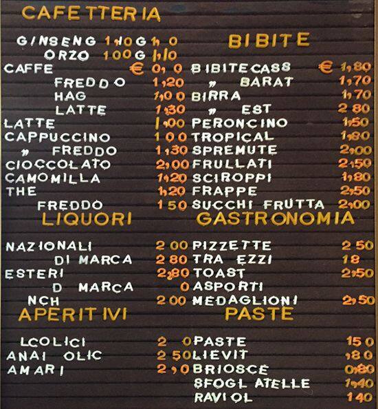 Menu di Caffetteria RB 