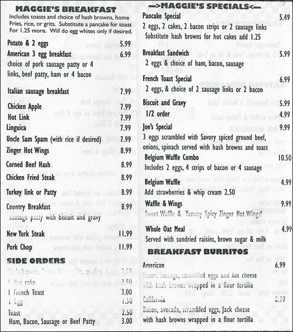 Maggie S Menu Menu For Maggie S Vallejo Vallejo