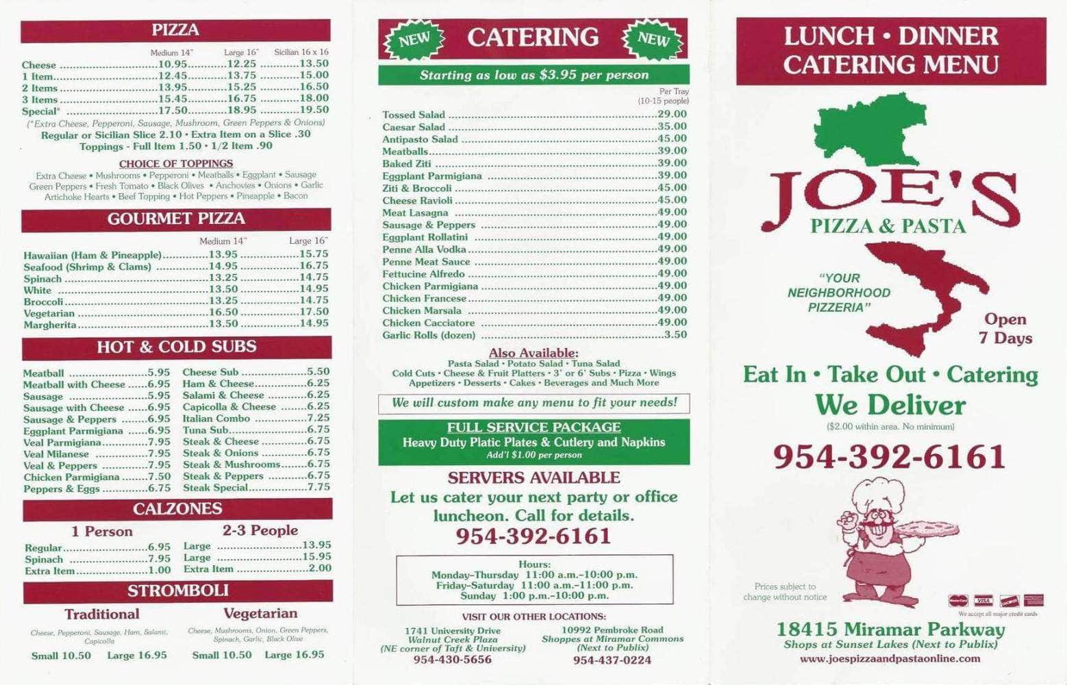 Joe's Cuisine Menu at Margaret Rakes blog