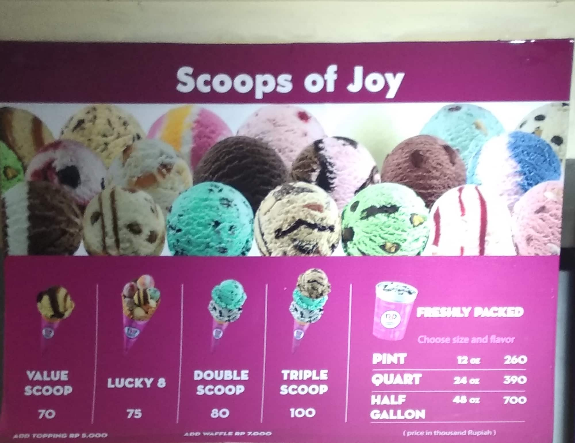 Baskin Robbins Menu Menu For Baskin Robbins Kuta Bali