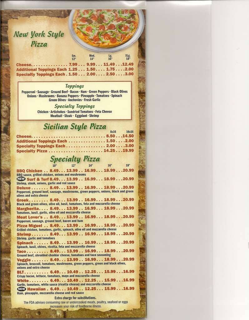 Milano's Menu, Menu for Milano's, Southside, Jacksonville - Urbanspoon ...