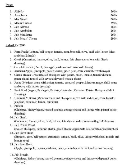 Tea and Conversations menu