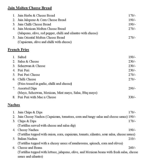 Tea and Conversations menu