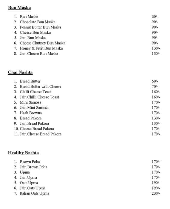 Tea and Conversations menu