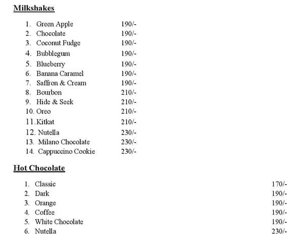 Tea and Conversations menu