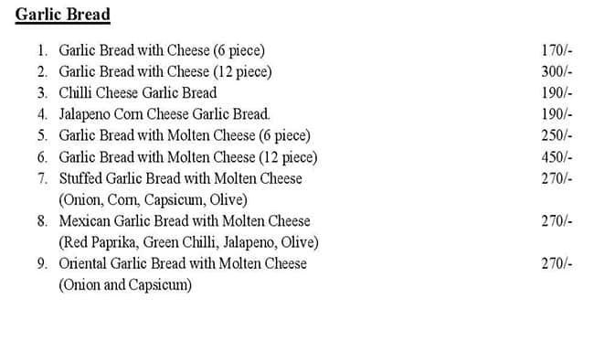 Tea and Conversations menu