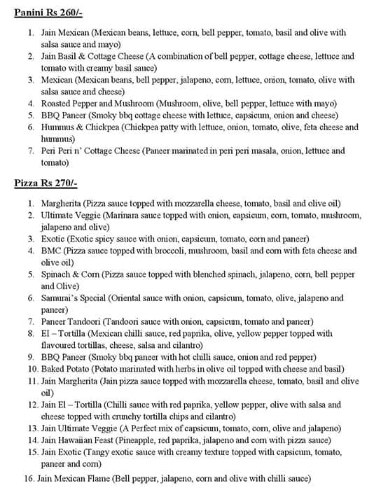 Tea and Conversations menu